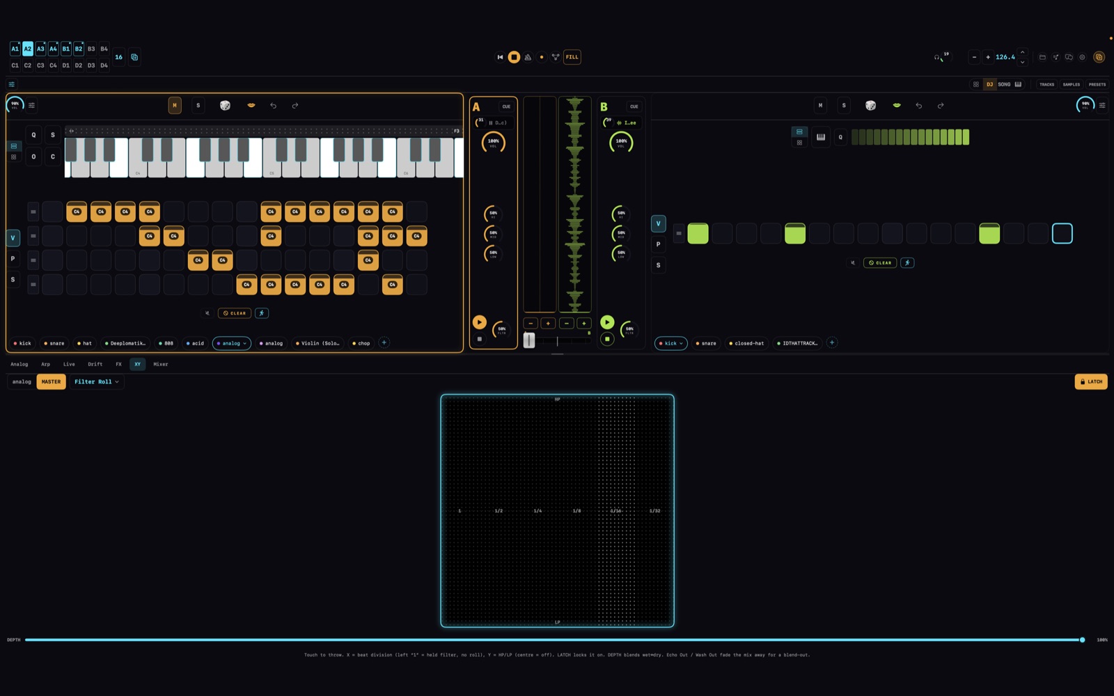 Sonyk DJ mode on Mac with the X-Y performance FX pad